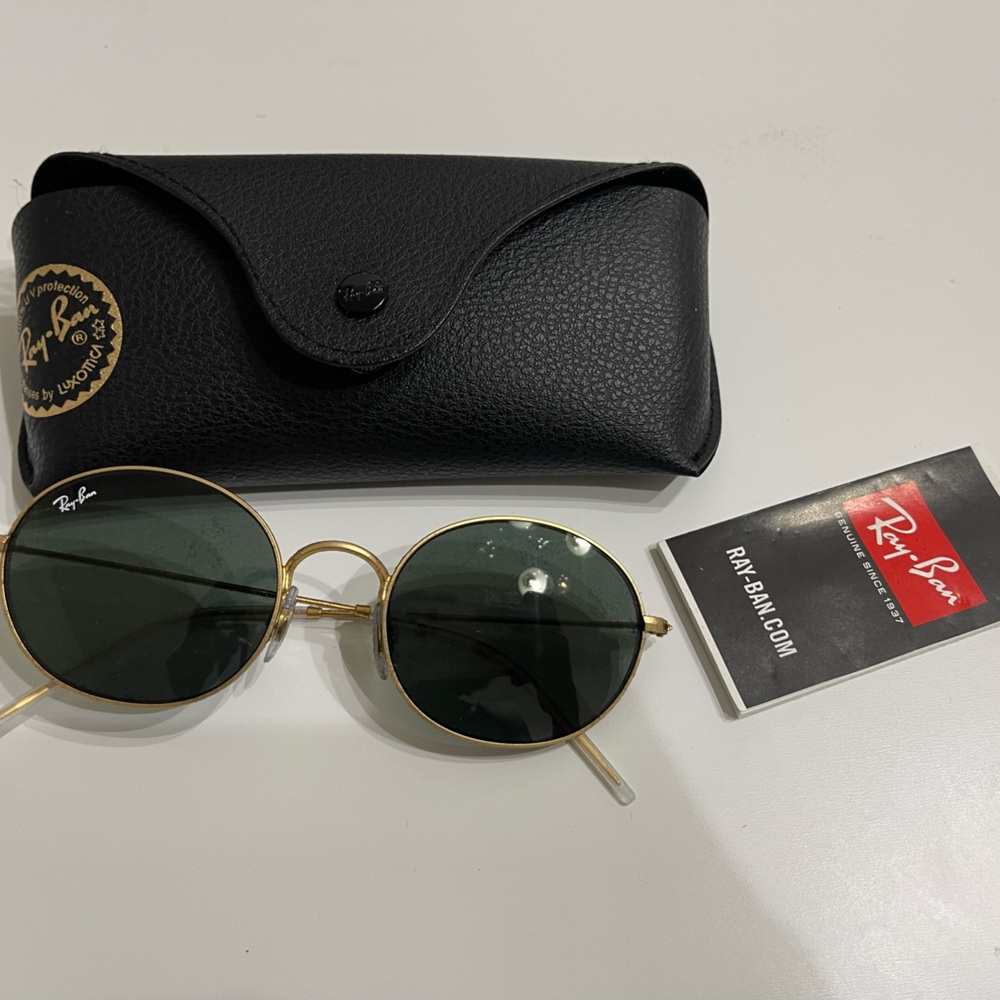 Ray-Ban Gold and Black Round Sunglasses
